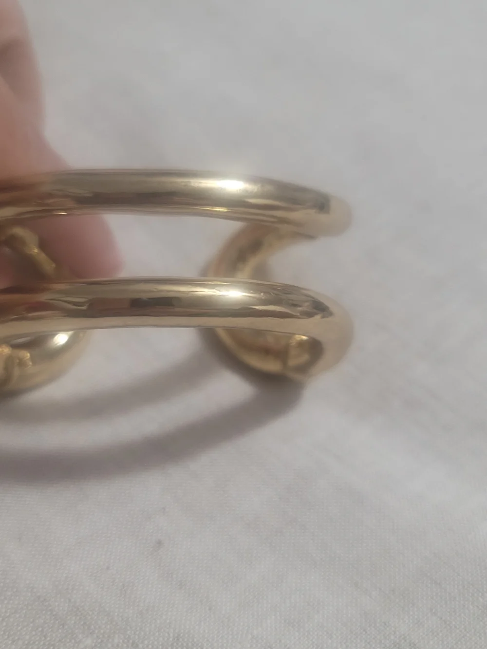 Polished Gold Double-Band Open Cuff Bracelet - Women's Jewelry